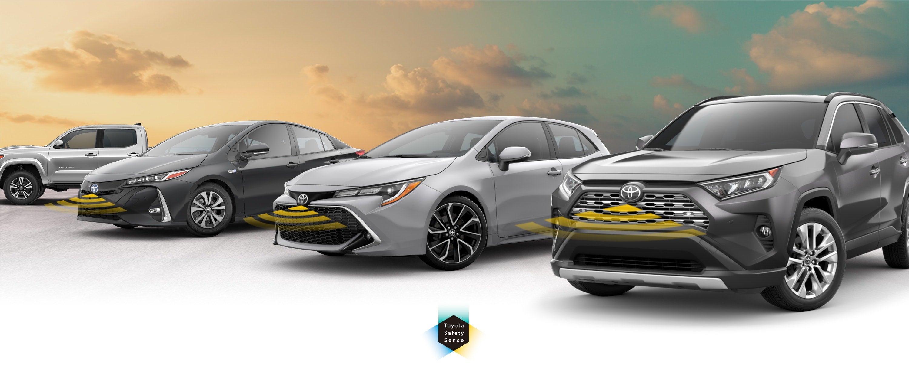 Toyota Safety Sense: Designed for Safety. Options shown on Toyota models including RAV4, Tacoma, and Camry, available now at Classic Toyota in Waukegan IL.