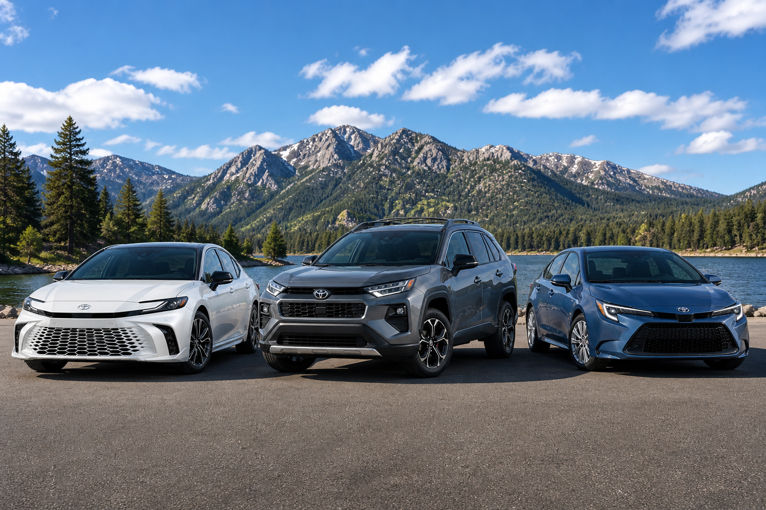 2026 Toyota Camry, 2026 Toyota RAV4 Hybrid, 2026 Toyota Corolla Hybrid parked near Waukegan IL