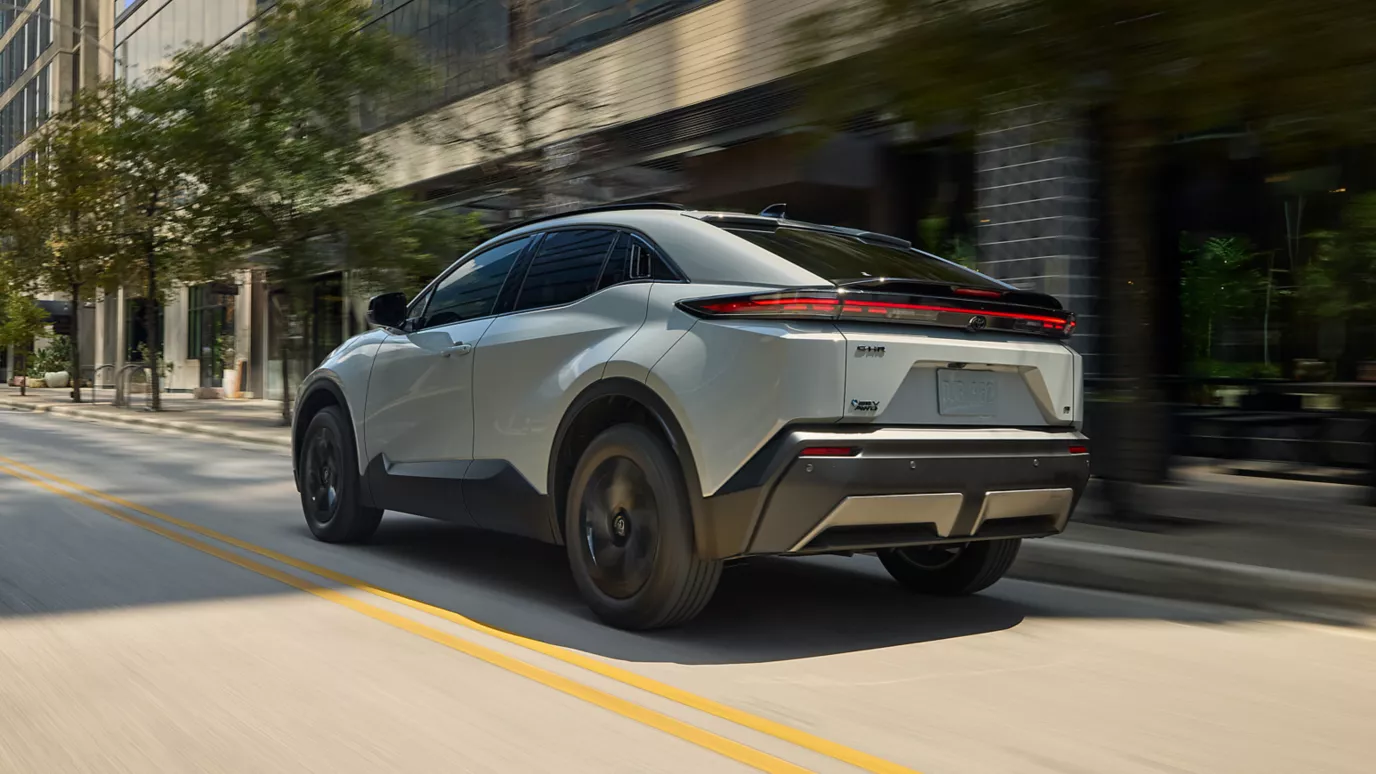 2026 Toyota C-HR electric SUV sleek rear light bar near Waukegan, IL